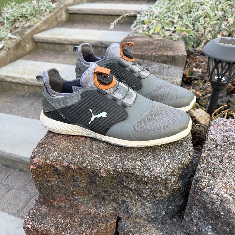 Puma Ignite PWRAdapt Mens Waterproof Gray Golf Shoes